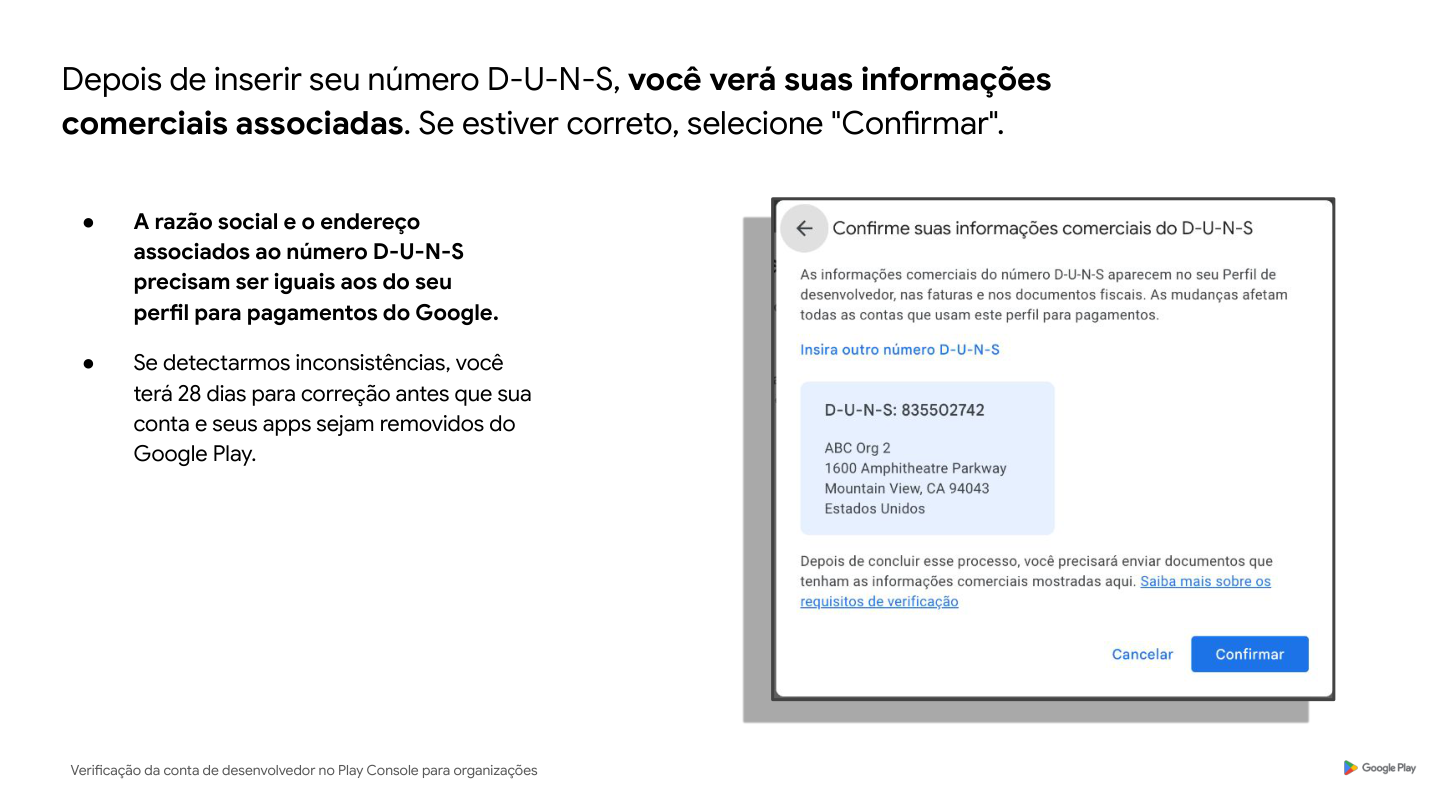 Confirmation screen for the retrieved details