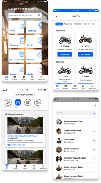 phone screens with the BWM app in use