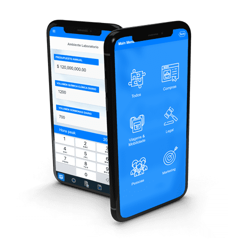 celular com o aplicativo da Roche na tela